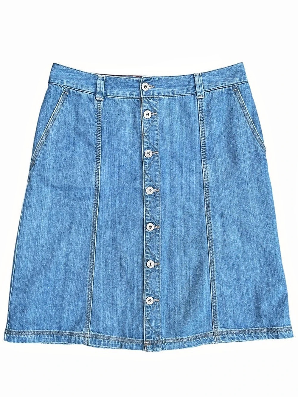 Eddie Bauer Denim Button Front A-Line Skirt Size 6